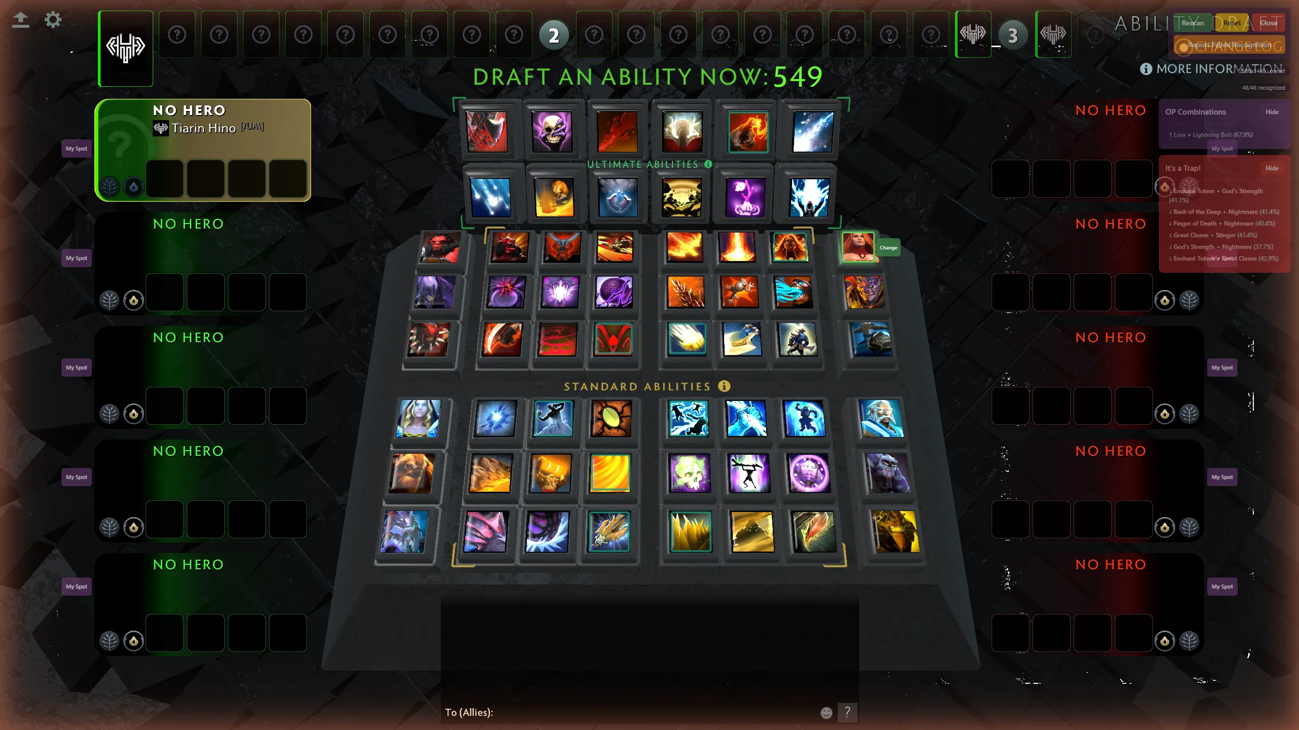 Ability Draft Plus overlay showing win rates and pick suggestions on the draft board