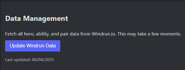 Control Panel Data Update Screenshot
